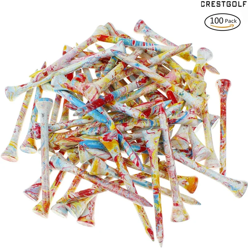 CRESTGOLF 100 stks/pak 70 MM/80 MM Houten Golf Tees Golf Houten Tees Kleurrijke Golf Houten Tee accessoires