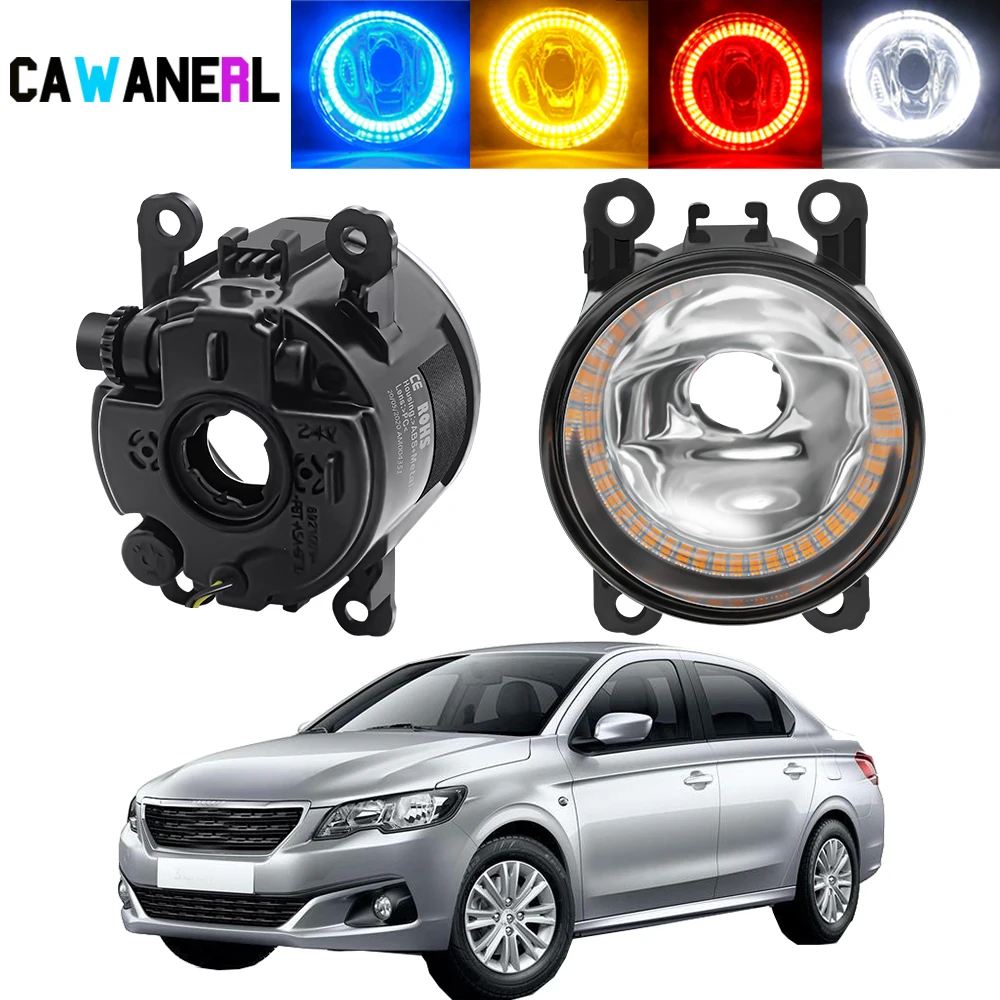 

2 Pieces Angel Eye Fog Light Assembly For Peugeot 301 2012-2018 Car Halo Ring Lampshade + H11 Bulbs Fog Daytime Lamp DRL 12V