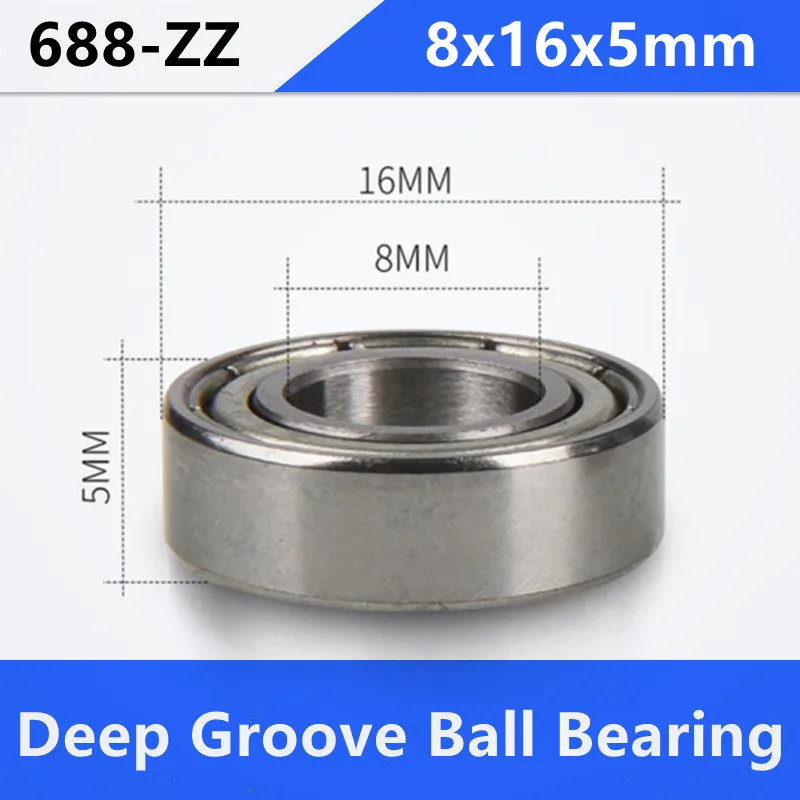 500pcs/lot 688ZZ 688 ZZ 8x16x5mm Double metal cover Miniature Deep Groove Ball Bearing 8*16*5mm