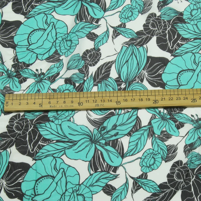 100% Silk Crepe DE chine fabric green floral print 140cm width 15momme,SCDC879