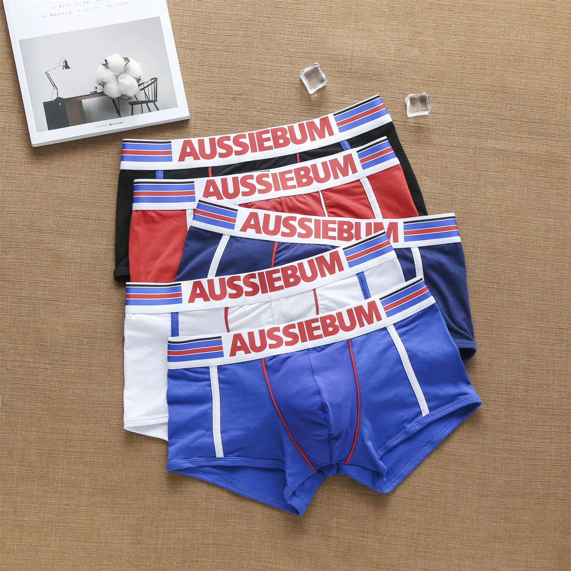 Aussiebum men's fashion is cool in Europe and America. Cotton boxer shorts for young students.