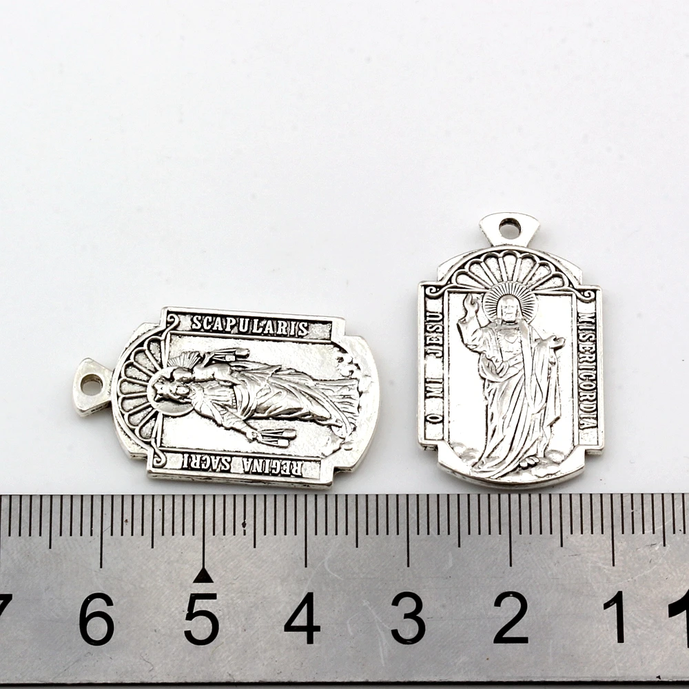 5Pcs  Alloy Fashion O Mi  Jesus Misericordia Medal Religion Charms Pendants For Jewelry Making Findings