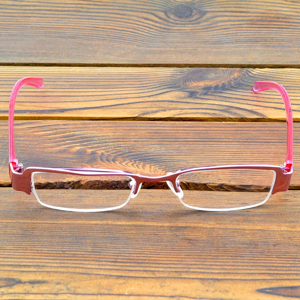 2 Pieces Rectangle Pink Frame Hlaf-rim Spectacles Multi-coated Anti-fatigue Lenses Fashion Reading Glasses +0.75 To +4