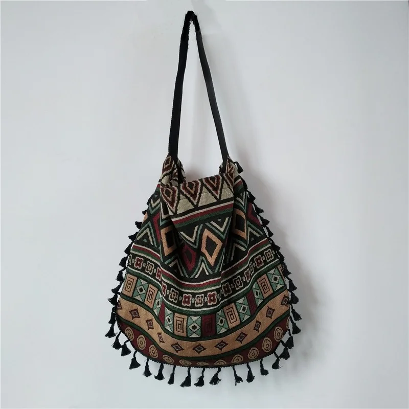 New Vintage Bohemian Fringe Shoulder Bag Women Tassel Boho Hippie Gypsy Fringed Women's Handbags Open Bags