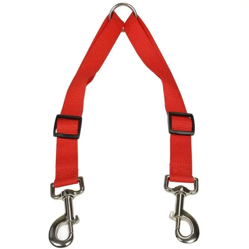 Dual Double Dog Leash Coupler Suits All Dog Leash Two Dogs Adjustable Splitter  Black