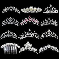 Principessa Corona per le Ragazze Del Partito Da Sposa Corona Tiara Diadema di Cristallo Floreale di Cerimonia Nuziale Accessori Per Capelli Da Sposa Testa Gioielli Regali