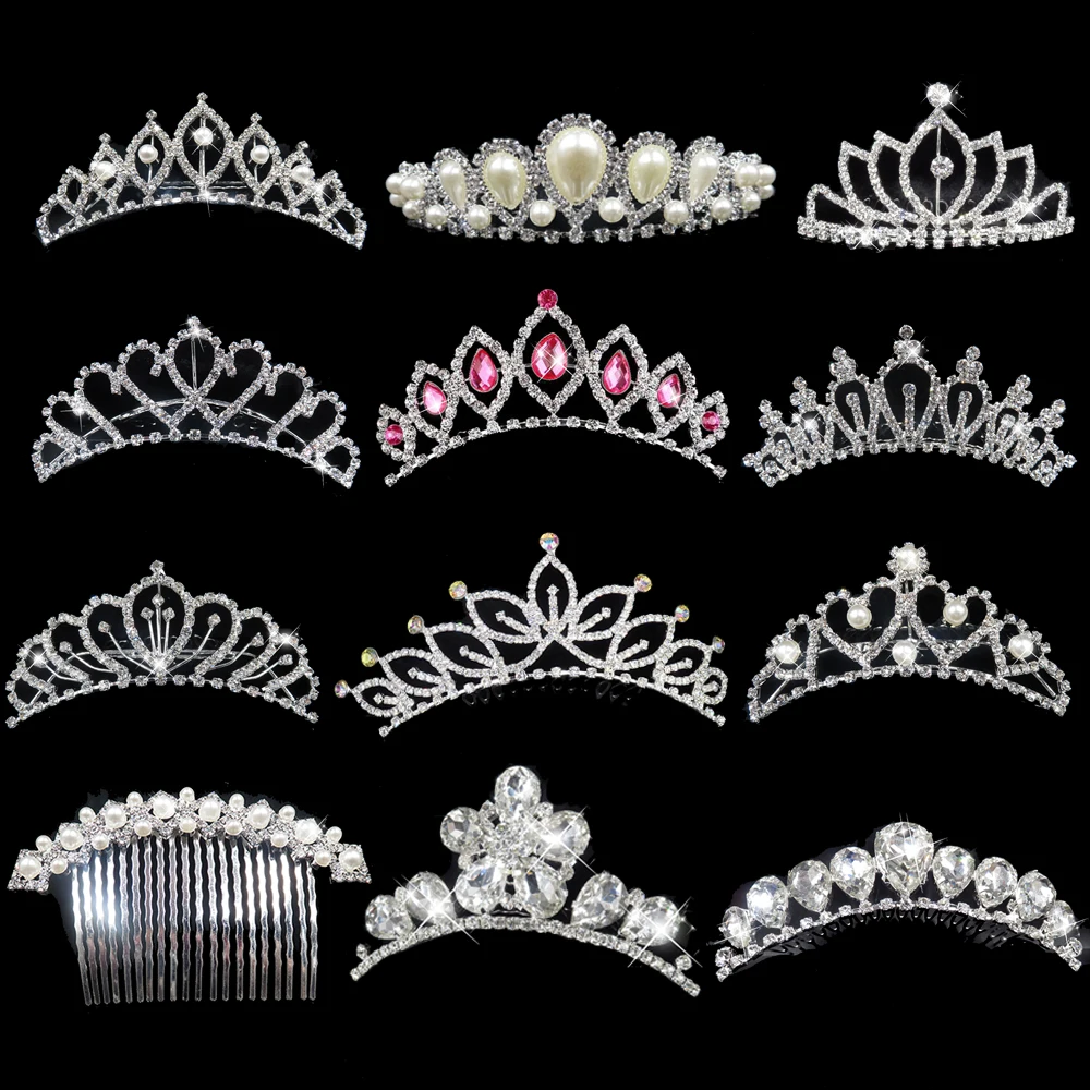 Princess Crown for Girls Party Bridal Crown Tiara Diadem Crystal Floral Wedding Bridal Hair Accessories Head Jewelry Gifts