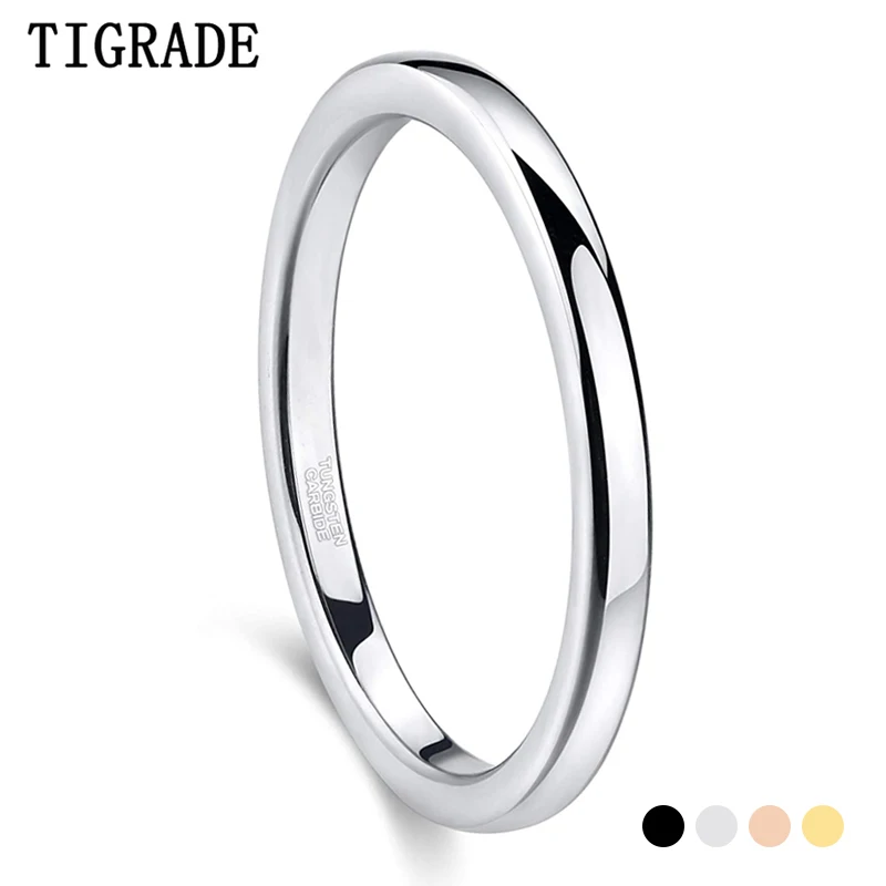 TIGRADE-anillo fino de tungsteno para mujer, sortija de 2mm, Color negro, dorado, rosa, plateado, mate, a la moda, para fiesta diaria