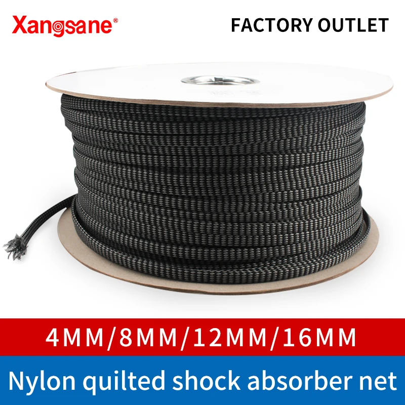 Nylon acolchoado Shock Absorber Net, Cabo de alimentação de áudio blindado, Cabo de sinal do cabo do altifalante, 20m