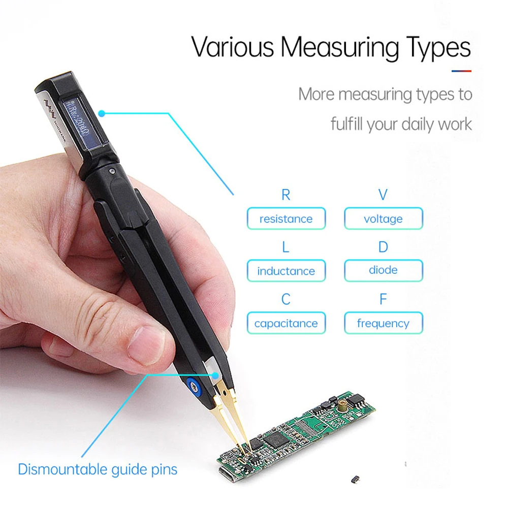 DT71 Mini pinzette digitali Smart SMD Tester portatile LCR Meter diodo resistore condensatore Checker 10KHz generatore di segnale scansione