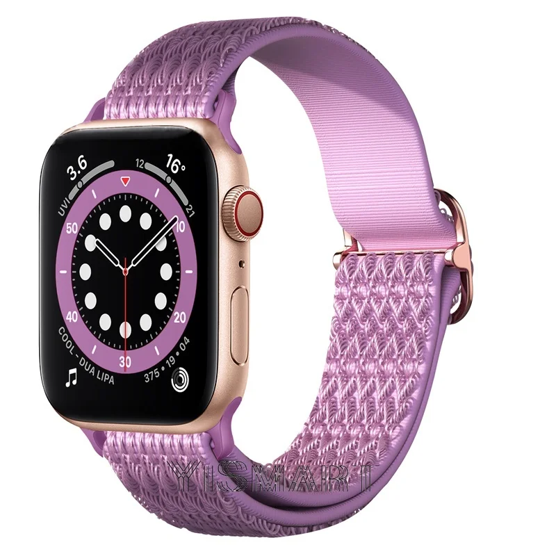 Pleciony Nylon Solo pętli pasek na pasek do Apple Watch 44mm 40mm 42mm 38mm elastyczny pas zespół na iWatch serii 1 3 4 5 SE 6 7 pasek