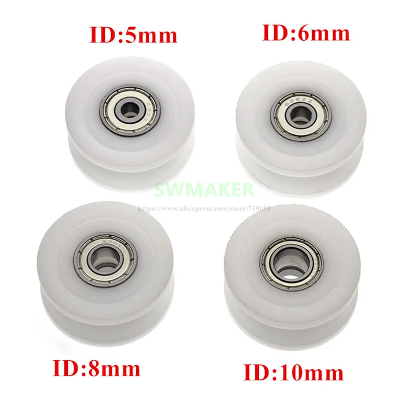 1pcs 5*40*18mm U groove double bearing POM pulley / guide wheel, Bearing replaceable elastic, silent for R5 track