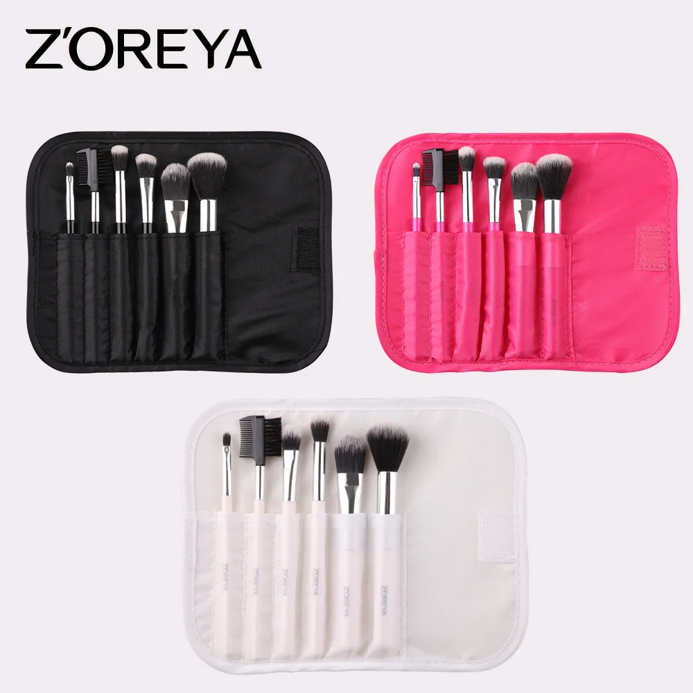 Hot Selling Zoreya Currently Available Beginners 6 Plastic Handle Makeup Brush Set Portable Models Small Makeup Brush Set ZZ6