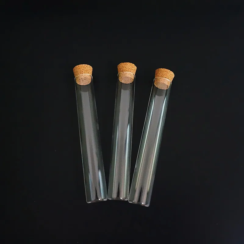 48pcs 15x100mm Flat Bottom Glass Test Tube  With Cork Stopper For School Glassware