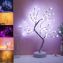 Led Usb Copper Wire Christmas Tree Table Night Light Battery Operated Table Lamp Home Fairy Bedroom Indoor Kids Bar Decor D30