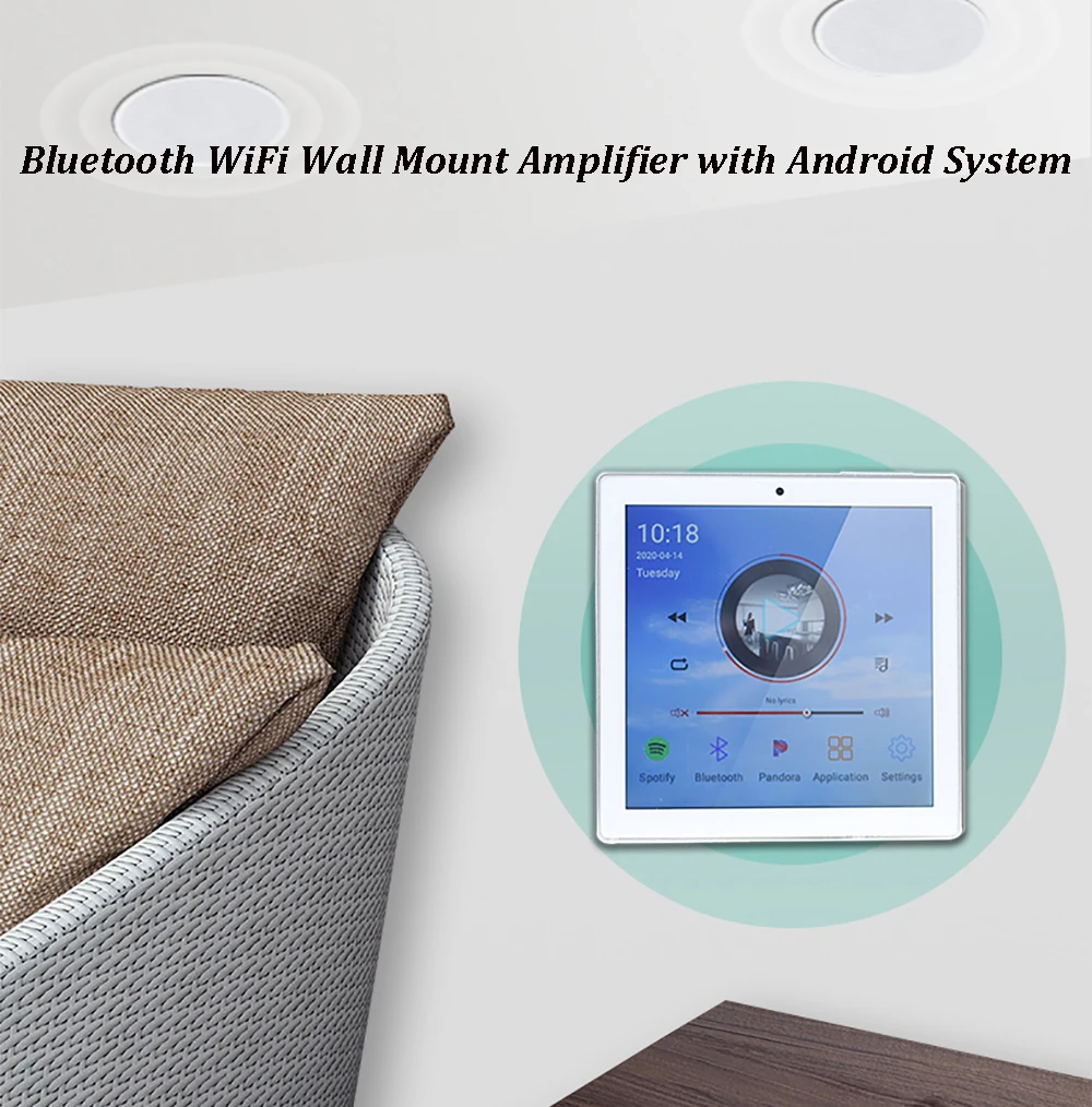 Smart Home Audio Tuya Wall Mount Bluetooth Amplifier Board and WiFi Mini Amplicador with Android System RJ45 and Touchscreen