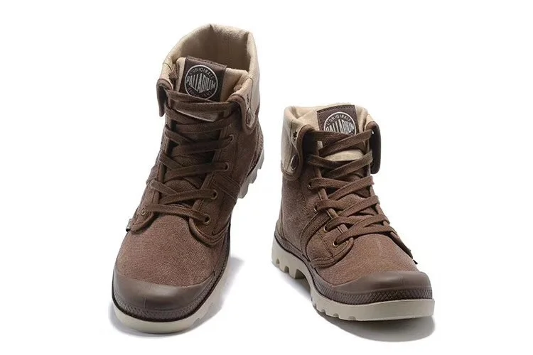 PALLADIUM Pallabrouse Dark Brown Sneakers Men Women High-top Army Leisure Ankle boots Canvas Casual Shoes Anti-Slip Shoes 36-45