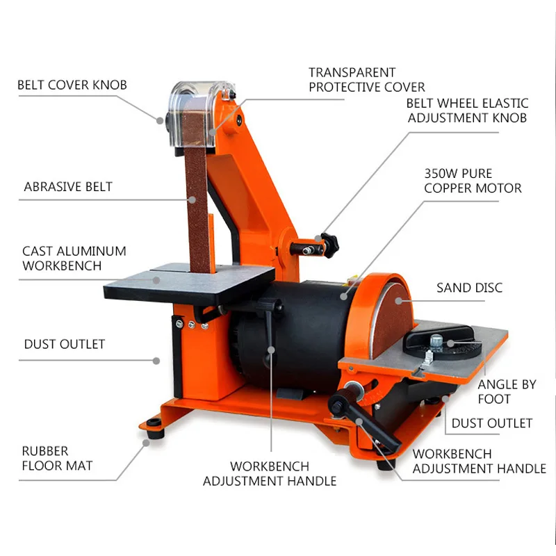 300W Electric Vertical Belt Sander Wood DIY Electric Mini Belt Sander Fixed-angle Sharpener Table Cutting Edge Machine Angle Gri