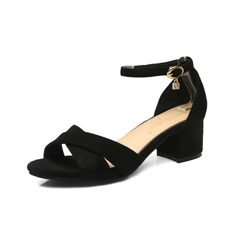 Plus Size 12 13 14 15 16 high heels sandals women shoes woman summer ladies Suede crossed sandals with thick heels