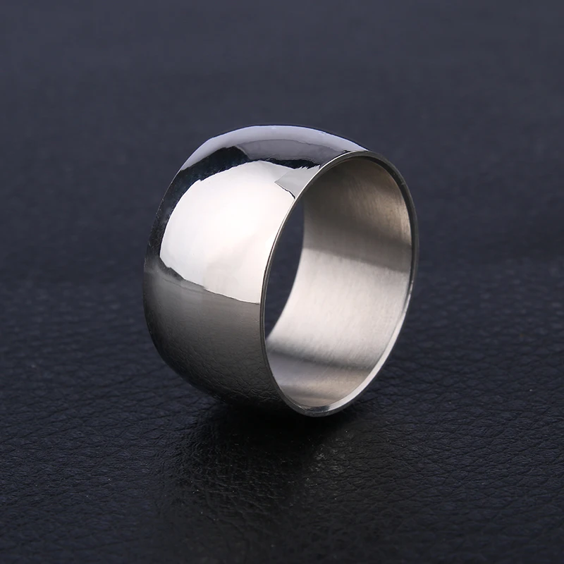 12 mm wide men\'s ring titanium steel ring wide spherical men\'s large ring high jewelry charm men and women wedding jewelry