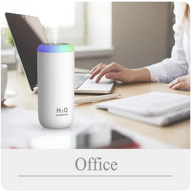 ミニ植物加湿器,350ml,常夜灯付き小型ポータブル植物加湿器,デスク,赤ちゃんの植物用のUSBデスク加湿器,屋内