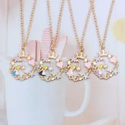 Roman Alice In Wonderland Figure Pendant Necklace For Women Kawaii Love Heart Christmas Geometric Party Jewelry Accessories Gift