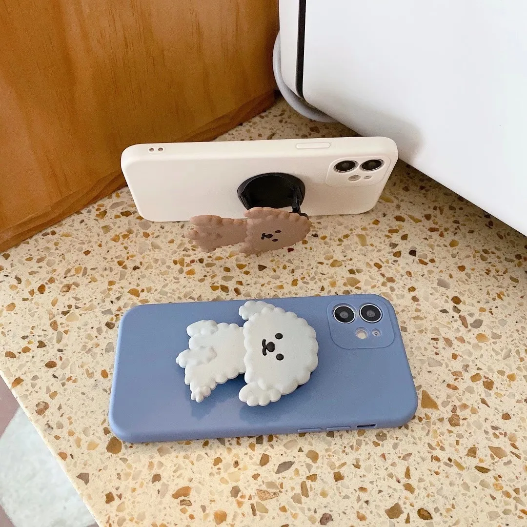 Fashion Cute clever Teddy Dog Poodle Puppy Bracket soft phone case for iPhone 14 13 12 Pro 7 8 Plus 11 Pro Max X Xs Max XR cover