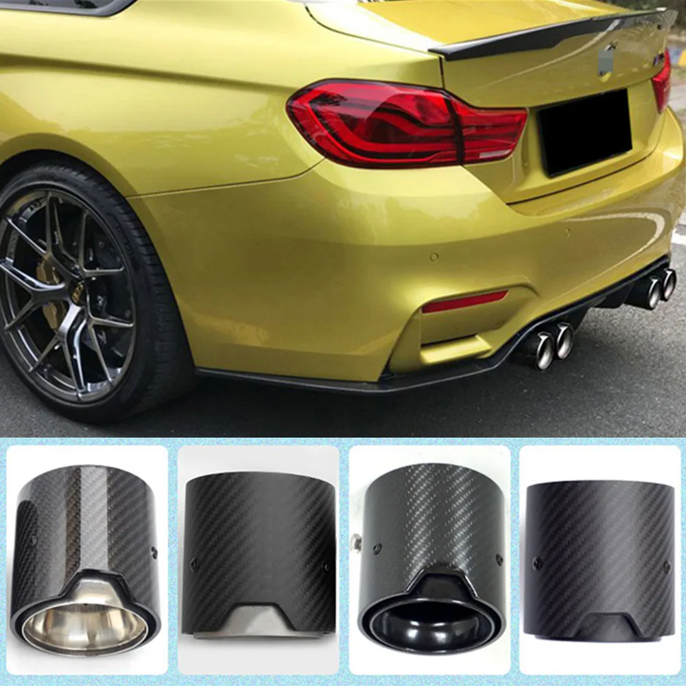 1 pcs Inlet 60mm/63mm/67mm/70mm out 93mm length 90mm Carbon Fiber Exhaust tips M Muffler pipe for BMW M2 M3 M4