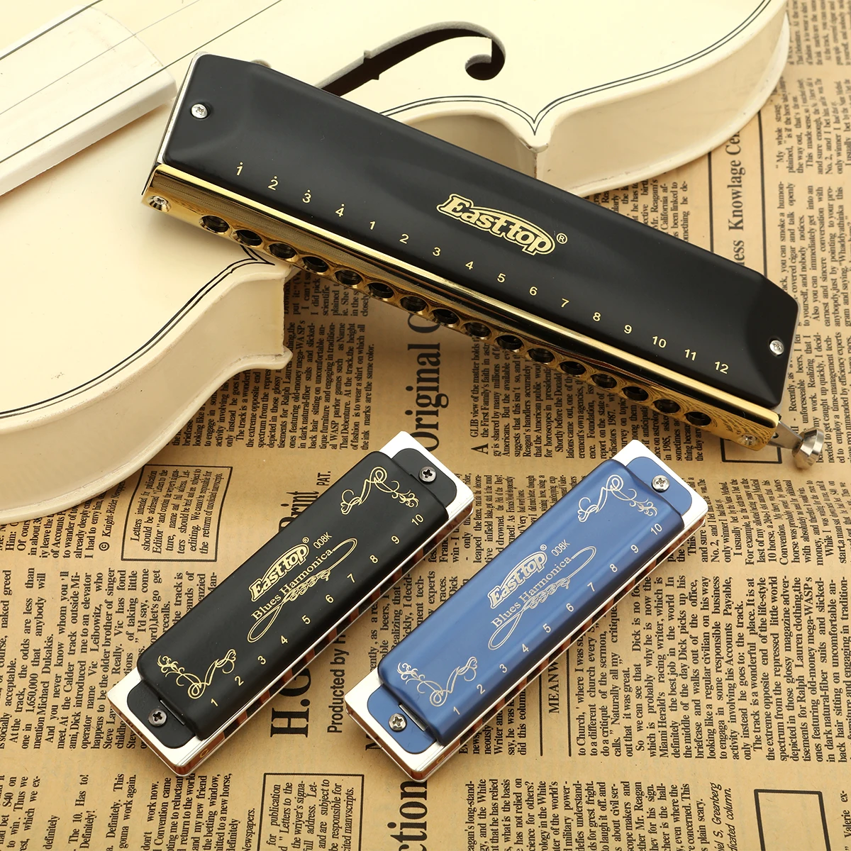 

EASTTOP T008K key of C New blue color harmonica brass reedplates phosphor bronze reeds diatonic blues harp good harmonica