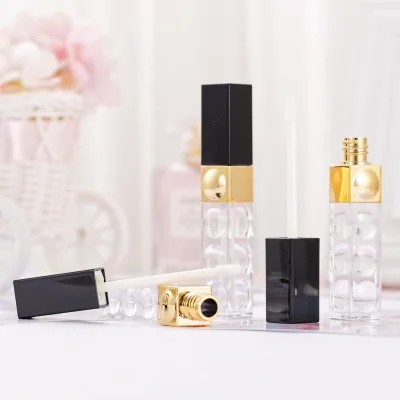 50pcs/Lot 5ml Black gold lip Gloss Tubes Cosmetic Container Beauty Makeup Tool Mini Refillable Bottles Lipgloss Tube