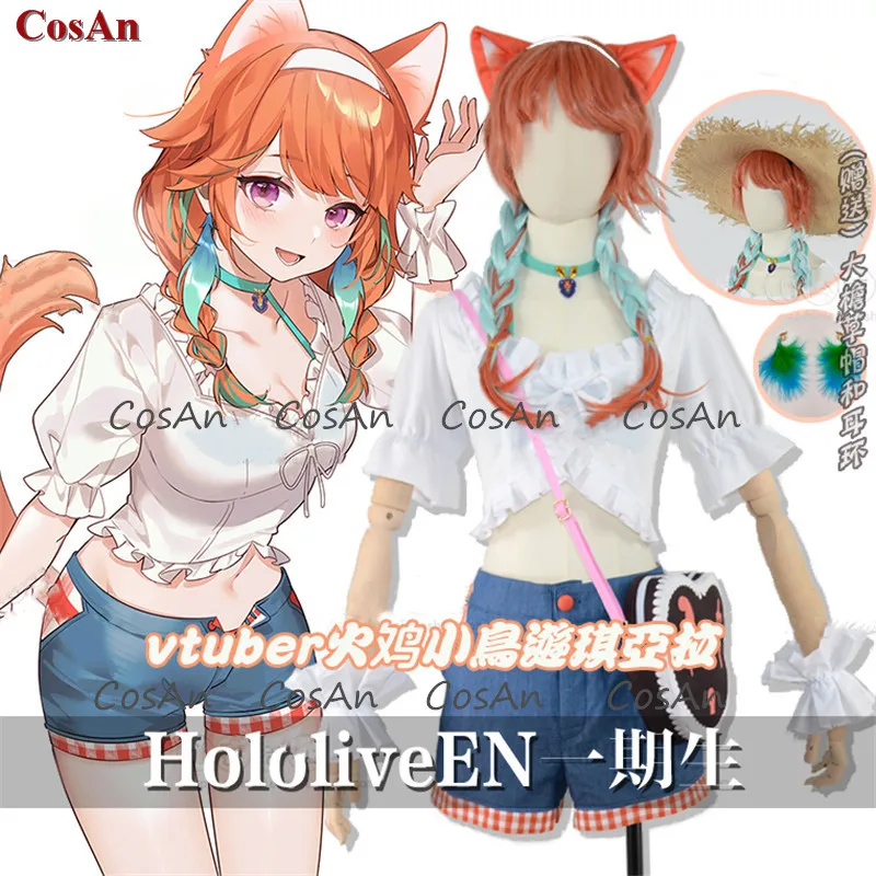 Horké anime vtuber hololive takanashi kiara cosplais kostým roztomilá denně waer uniforma aktivita večírek sociální role divadelní hra oblečení custom-make