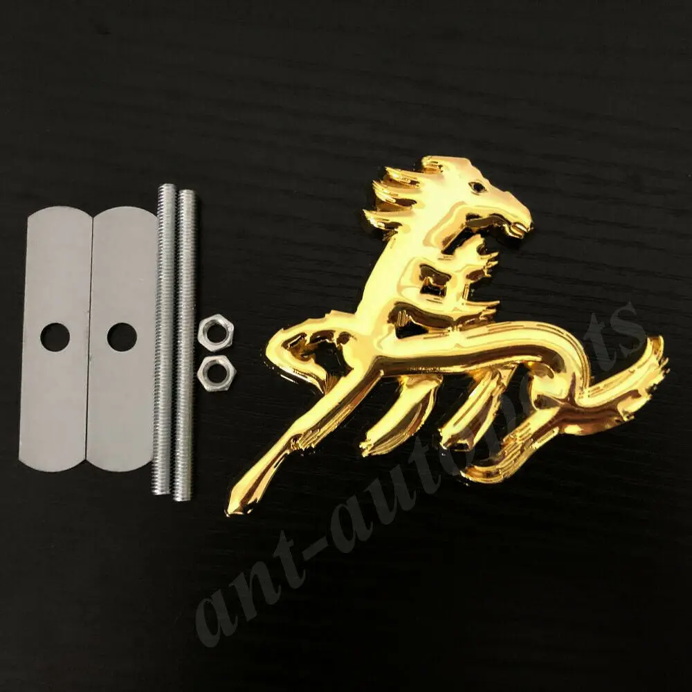 Metal Golden Chinese Character Runing Horse Pony Car Front Grille Emblem Badge