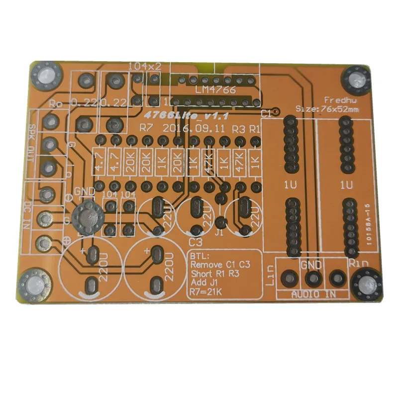 Lm4766 amplificador pcb btl 40w * 2, sem componentes eletrônicos