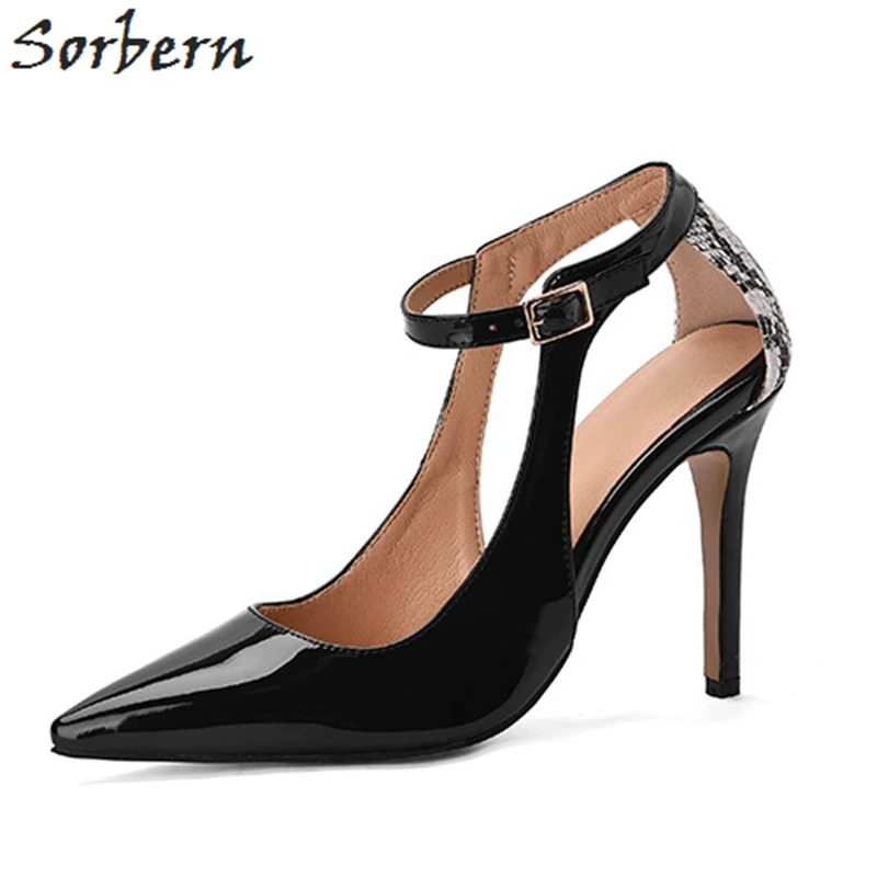 

Sorbern Black Patent Women Pumps Shoe Ladies Heels Stilettos Big Size Women Shoes Women Heels Shoes Pointed Heels Custom Colors