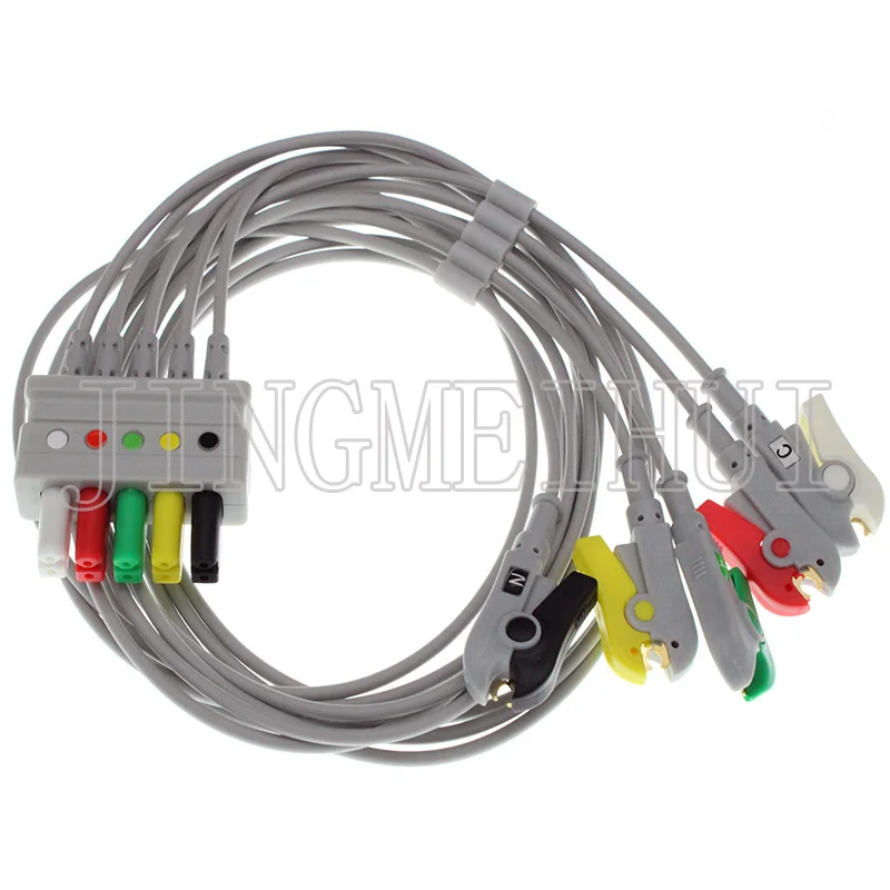 ECG EKG 3/5 leads electrode Leadwire for Siemens/Mindray cable ,AHA OR IEC,Snap/Clip/VET Alligator clip.