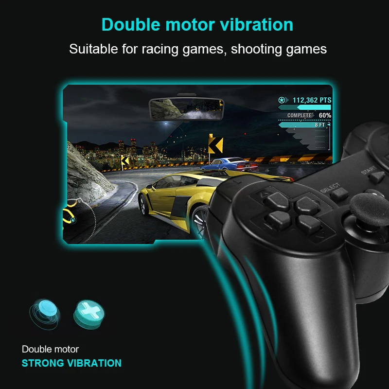 2.4G Không Dây Điều Khiển Chơi Game Cho PS2/PS3 Từ Xa Tay Cầm Chơi Game Cho Điện Thoại Android/Tivi Box/Smart Tivi joystick Rung Tay Cầm Chơi Game Cho Máy Tính
