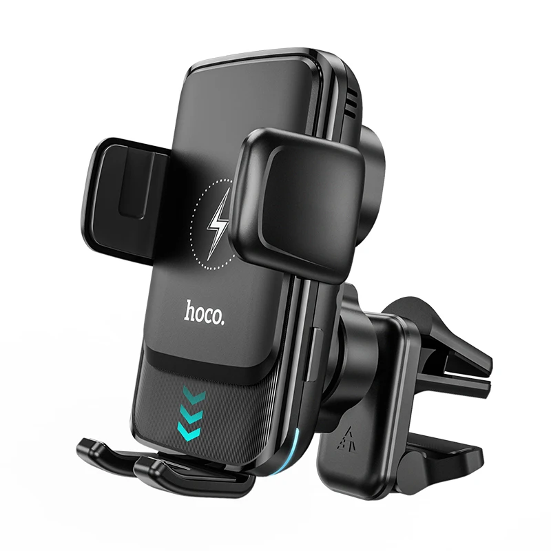 HOCO Wireless Car Charger 15W Qi Fast Charging Auto Align and Auto Clamp Phone Charger Dashboard Air Vent Windshield Holder