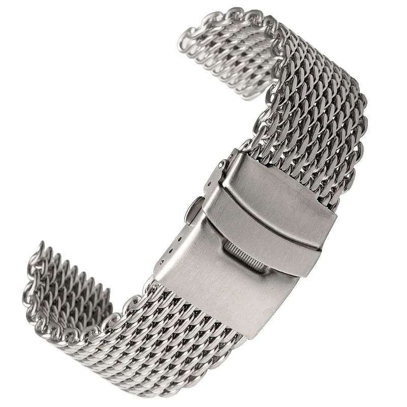 Milanese Loop Bracelet for Samsung Galaxy Watch Huawei Xiaomi Stainless Steel Mesh Weaving 18 20 22 24mm Double Button Band