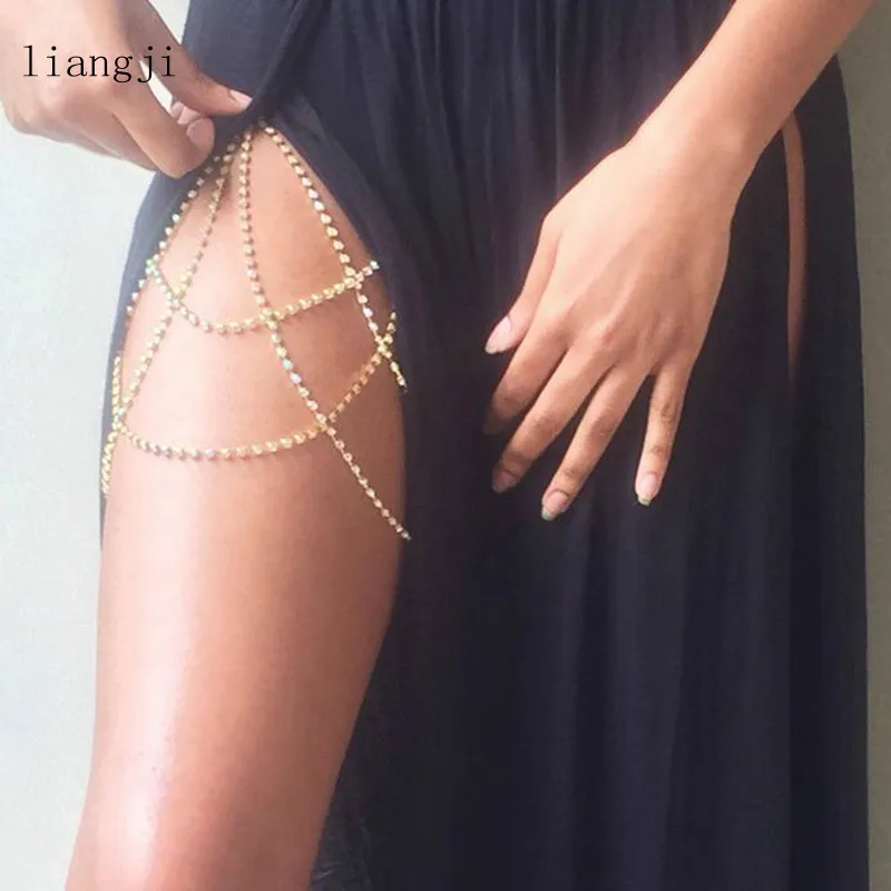 портупея bikini портупея женская Leg chain Elastic Rhinestone Thigh Chain Body Chain Euro-American Lumbar Chain Abdominal Chain