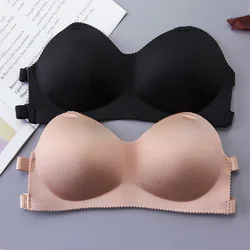 Sexy Bandeau Top Invisible Bras Push Up Strapless Lingerie for Women Breast Wrap Gathering Brassiere Padded Wedding Underwear