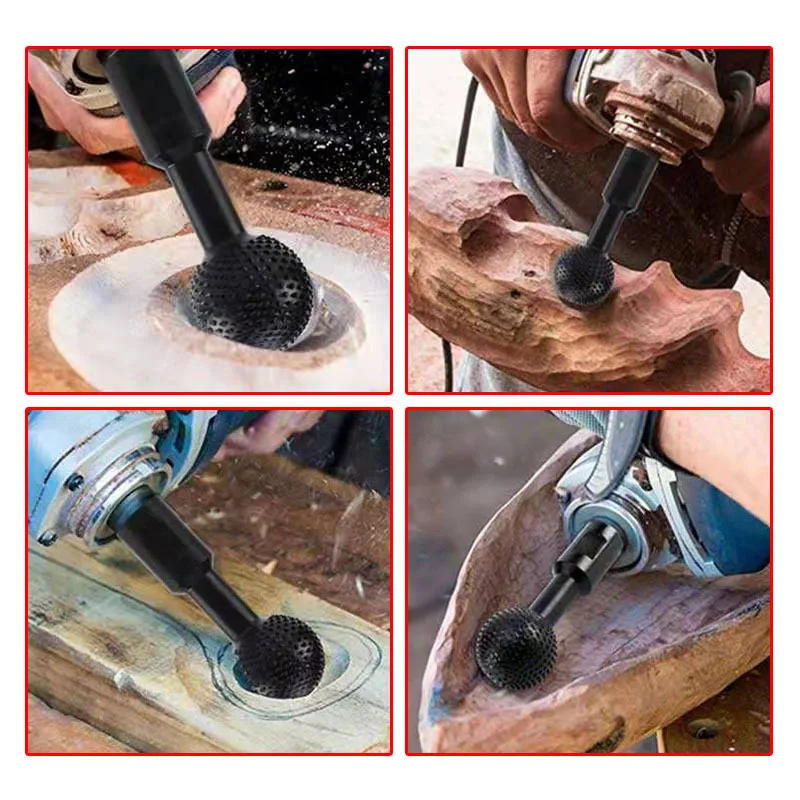 10/14mm Ball Gouge Spherical Spindles Shaped Wood Gouge Power Carving Attachment for Angle Grinder Wooden Groove Carving Tool