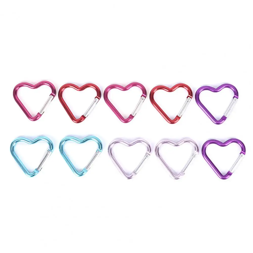 5Pcs Aluminum Alloy Hanging Buckles Heart Shape Mountaineering Hook Carabiner Outdoor Mountaineering Hiking Hanging Buckle