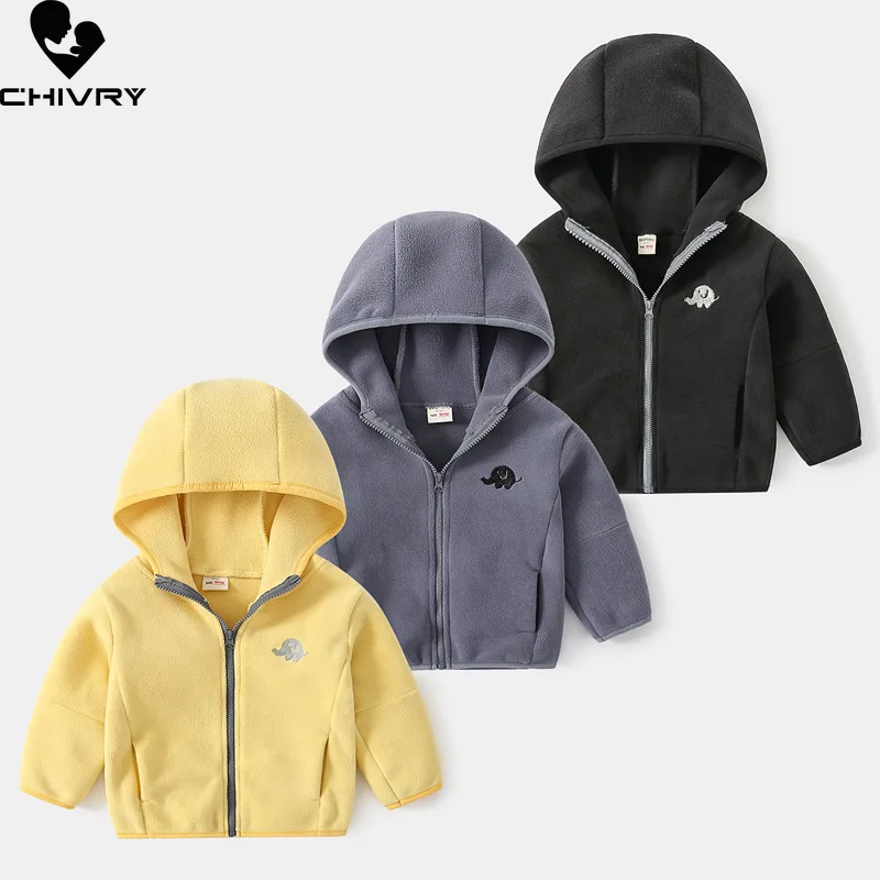 

Baby Boys Soft Fleece Hooded Zipper Coat Outwear Sweatshirt New 2021 Autumn Winter Kids Solid Thick Keep Warm Jackets Clothing