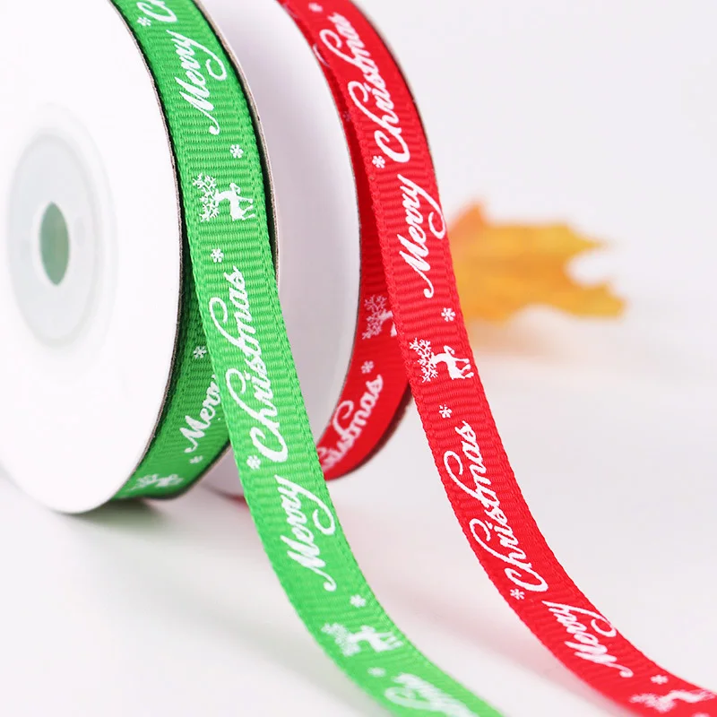 5Yards/Roll Green/Red best quality Christmas Theme Party Hanging Decor DIY Handmade Gift Packaging Craft Ribbons Supplies 10 mm