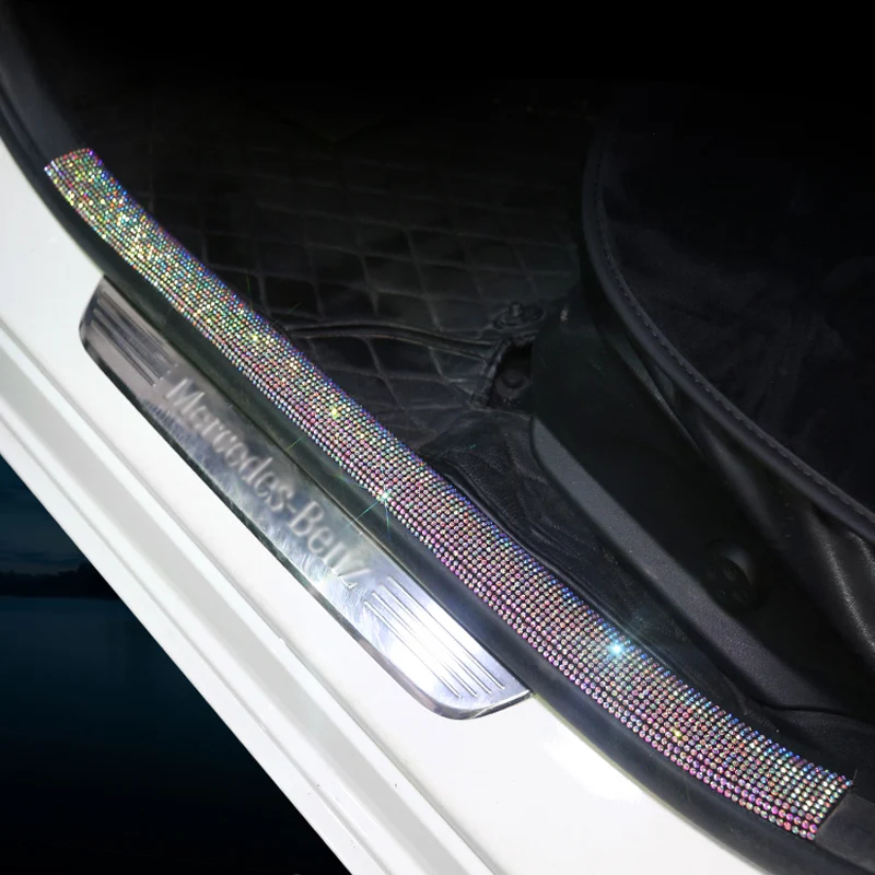 5x45cm Car Door Protector Diamond Rhinestone Stickers Strip Car Anti-Collision Tape Door Edge Sticker DIY Car Accessories