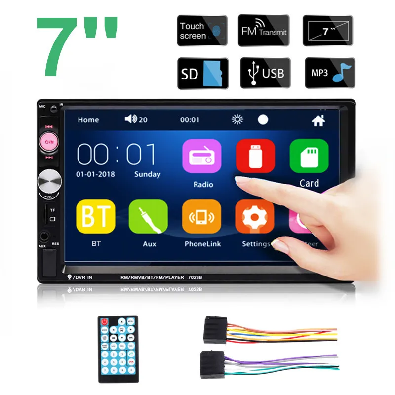 

7 Inch 2 DIN Car Stereo Radio MP5 Multimedia Player FM USB AUX HD Touch Screen Rear Camera Universal Radio bluetooth-compatible