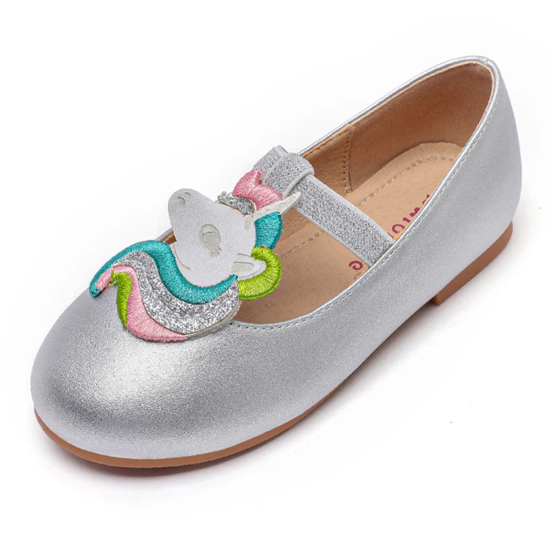 Baby Girls Unicorn Princess Shoes Toddlers Kids Sparkle Leather Flats Dancing Shoes Children Rose Gold Birthday Party Christmas