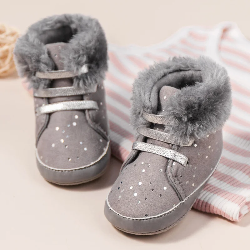 ฤดูหนาวเด็กใหม่ Booties รองเท้า Fluff อุ่นทารกแรกเกิดแฟลชเด็กทารกสาวรองเท้ารองเท้า First Walkers ทารกรองเท้าเปล