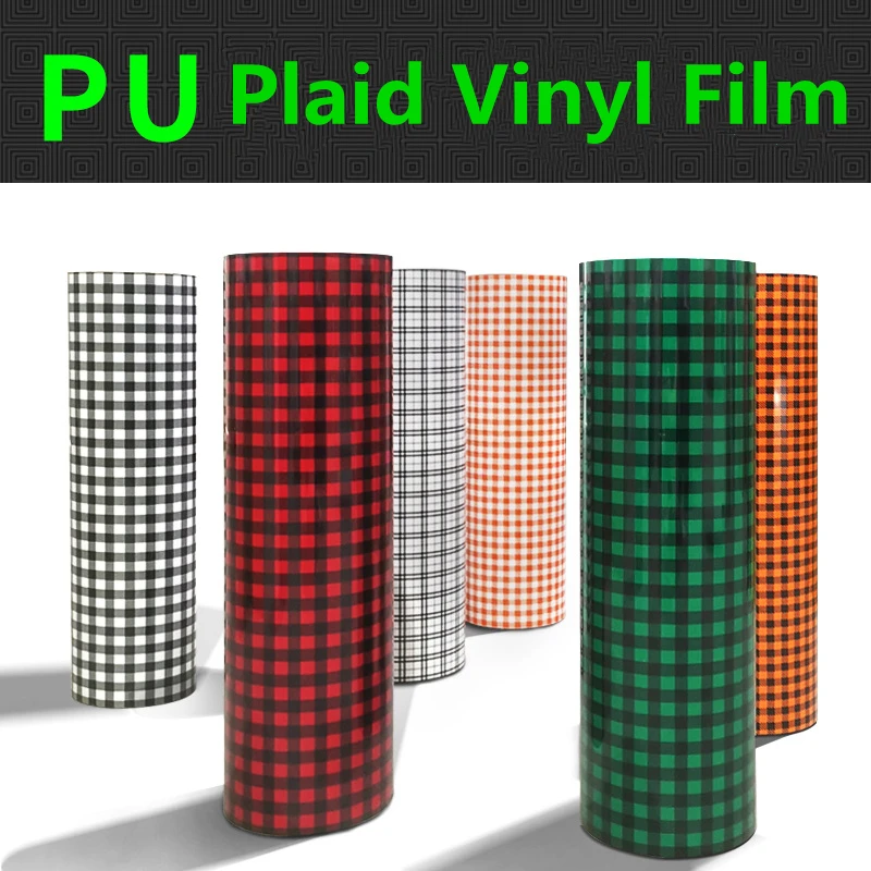 New Arrival PU Plaid tekstura folia winylowa do przenoszenia za pomocą ciepła wytłaczanie na gorąco folia z nadrukiem na T-shirt odzież DIY 30x100cm cienka folia Promot