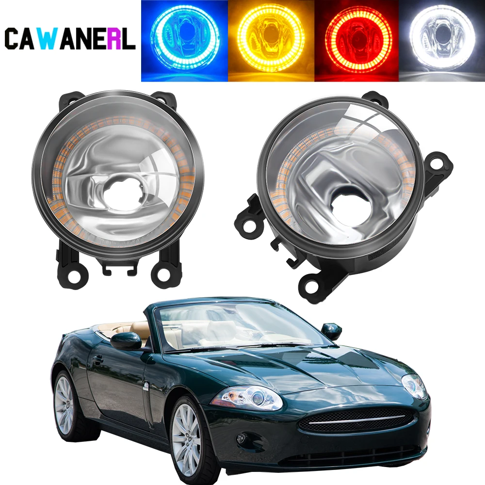 2 X Car Angel Eye Fog Light Assembly For Jaguar XK _J43_ 2006-2013 Halo Ring Lampshade + Replaceable H11 Bulb Fog Daytime Lamp